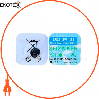 Оксид-срібно-цинкова батарейка Seizaiken "таблетка" 362/SR721SW 1шт/уп