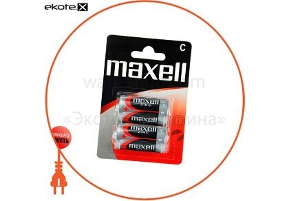 Maxell 774403.04 солевая батарейка maxell r14 2шт/уп blister