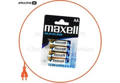 Maxell 723758.04 щелочная батарейка maxell alkaline aa/lr6 4шт/уп blister