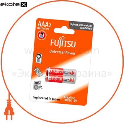 FUJITSU 86350 щелочная батарейка fujitsu alkaline universal power  ааa/lr03 2шт/уп blister