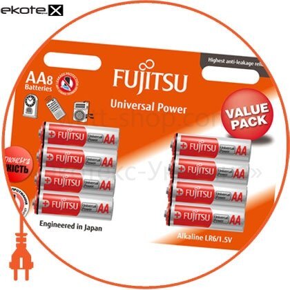 FUJITSU 94990 щелочная батарейка fujitsu alkaline universal power  аа/lr6 8шт/уп blister