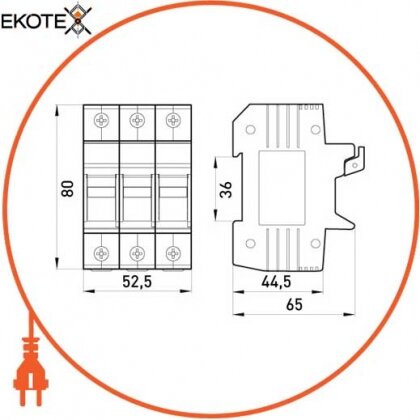 Enext i0300003 держатель предохранителя на дин-рейку e.fuse.1038.h3, под предохранитель 10х38, 3р, 32а