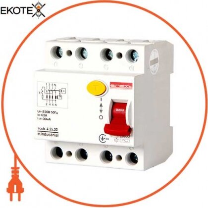 Enext i0220004 выключатель дифференциального тока e.industrial.rccb.4.25.30, 4р, 25а, 30ма