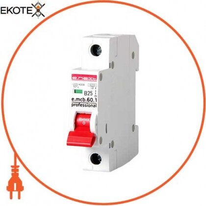 Enext p041010 модульный автоматический выключатель e.mcb.pro.60.1.b 25 new, 1р, 25а, в, 6ка, new