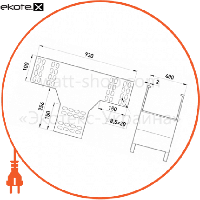 Enext AGY40-10A т-отвод вертикальный 400х100 мм