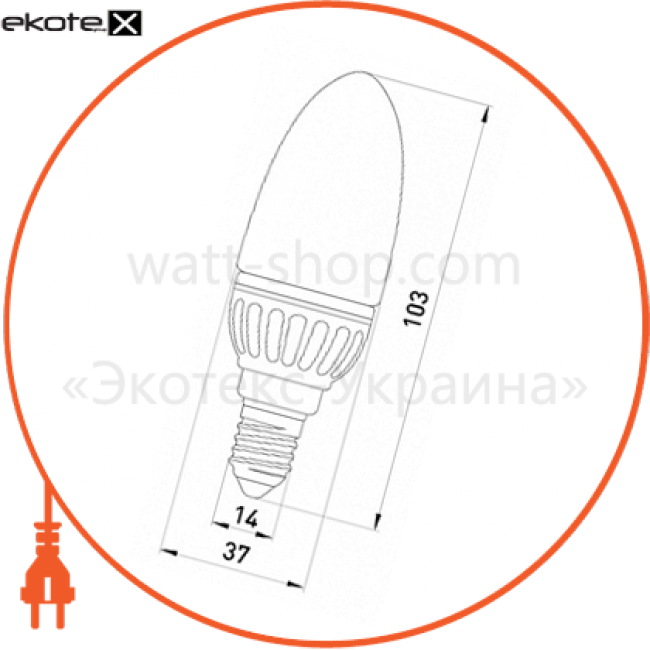 Enext l0650102 лампа светодиодная e.save.led.c37m.e14.4.2700 тип свеча, 4вт, 2700к, е14