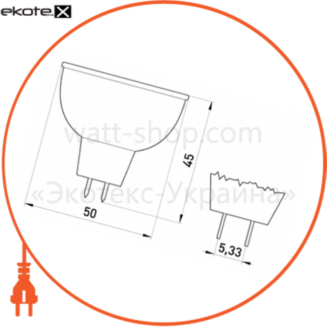 Enext l004016 лампа галогенная e.halogen.jcdr.g5.3.220.35, патрон g5.3, 220v, 35w, mr16