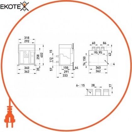 Enext i0810002 воздушный автоматический выключатель e.acb.2000d.1600, выкатной, 3p, 1600a, 65 ка