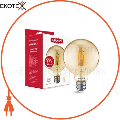 Maxus 1-MFM-7095 лампа светодиоднаяg95 fm 7w 2700k 220v e27 golden