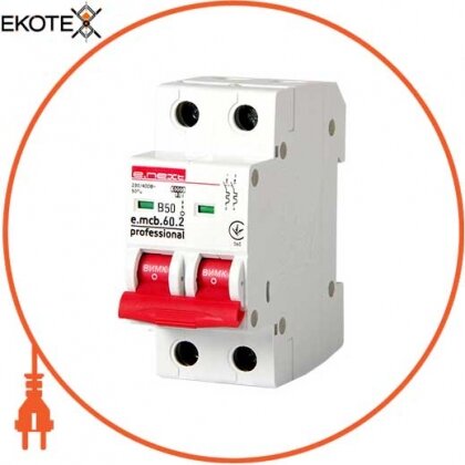 Enext p041022 модульный автоматический выключатель e.mcb.pro.60.2.b 50 new, 2р, 50а, в, 6ка, new