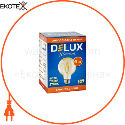 Лампа светодиодная DELUX G95 6 Вт 2700K 220В E27  filament