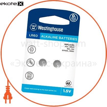 Westinghouse LR60-BP2(AG1-BP2) щелочная батарейка westinghouse alkaline &quot;таблетка&quot; lr60 2шт/уп blister