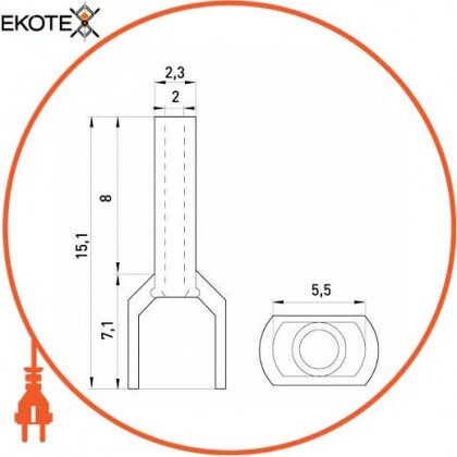 Enext s4037003 изолированный наконечник e.terminal.stand.te.2.1. белый (te1008 белый) 2x1 кв. мм, белый