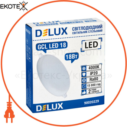 Светильник потолочный светодиодный DELUX GCL LED 18 4000К 18Вт 230В ROUND