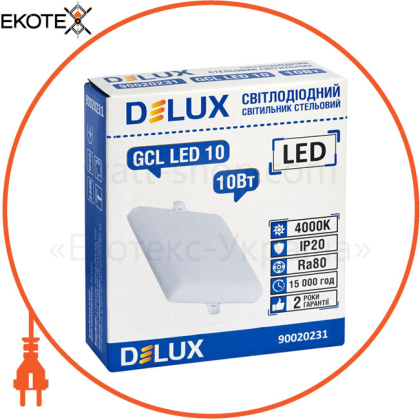 Светильник потолочный светодиодный DELUX GCL LED 10 4000К 10Вт 230В SQUARE