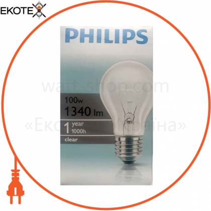 Philips 926000004012 лампа накаливания philips stan 100w e27 230v a55 cl