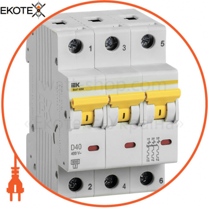 Выключатель автоматический ВА47-60M 3Р 40А 6кА D IEK