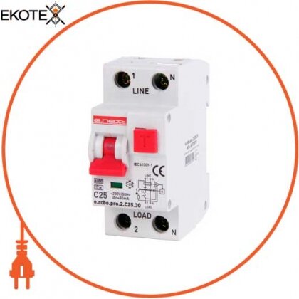 Enext p0720027 выключатель дифференциального тока с защитой от сверхтоков e.rcbo.pro.2.c20.30, 1p+n, 20а, с, тип а, 30ма