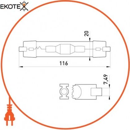 Enext l0150003 лампа метало-галогеновая e.lamp.mhl.rх7s.70, патрон rх7s, 70вт