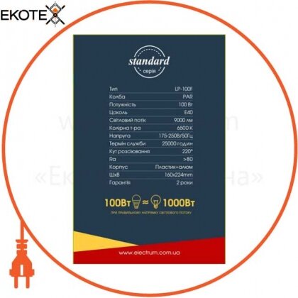 Electrum A-LP-1982 лампа electrum светодиодная высокомощная  par 100w al lp-100f e40 6500