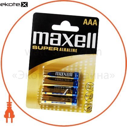 Maxell 790336.04 щелочная батарейка maxell super alkaline aaа/lr03 4шт/уп blister