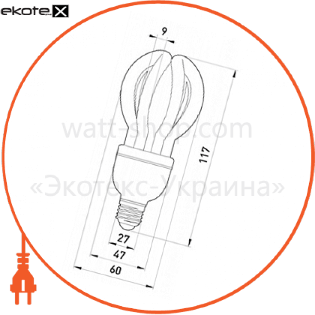 Enext l0300006 лампа энергосберегающая e.save.flower.e27.15.2700, тип flower, цоколь е27, 15w, 2700 к