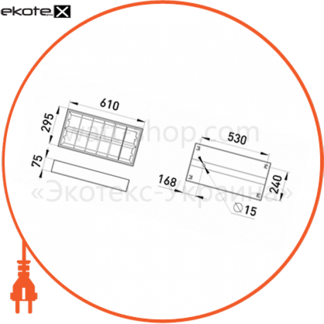 Enext l001032 светильник люминесцентный растровый накладной e.lum.raster.apparent.2.20 2х20w