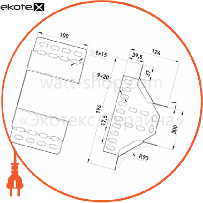 Enext 230-10P ответвитель горизонтальный 300х100