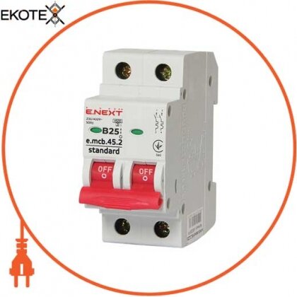 Enext s001019 модульный автоматический выключатель e.mcb.stand.45.2.b25, 2р, 25а, в, 4,5 ка