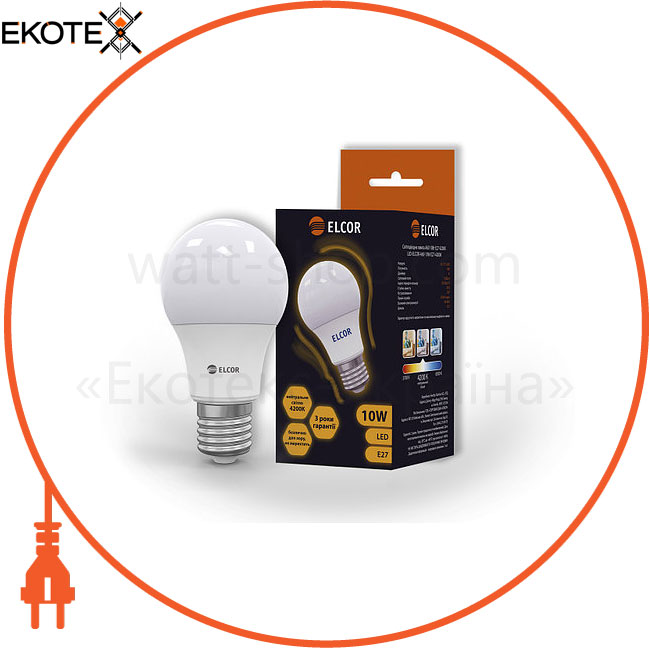 Elcor 534306 светодиодная led лампа elcor 534306 е27 а60 10вт 1030лм 4200к