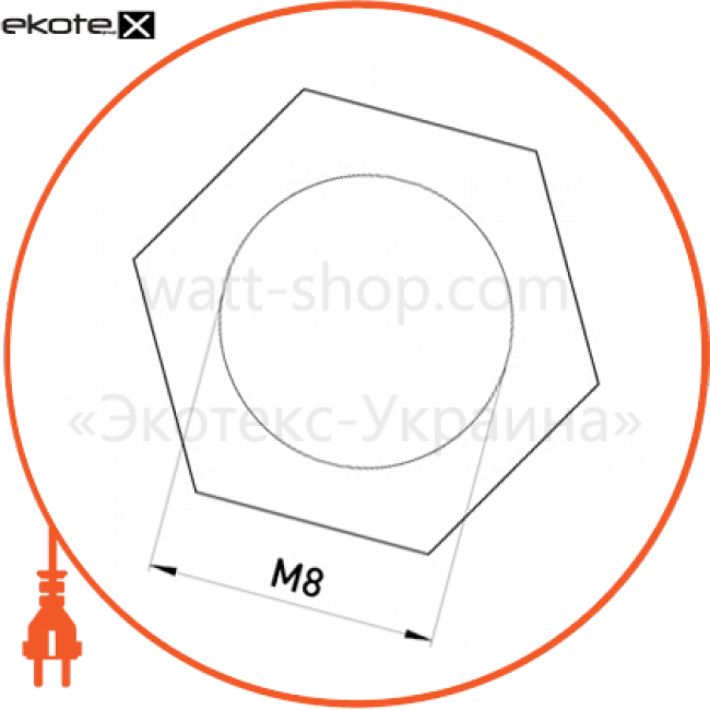 Enext m1030002 гайка чистая с резьбой м8 e.metiz.nut.1.60.2.08