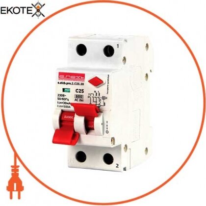 Enext p0620003 выключатель дифференциального тока (дифавтомат) e.elcb.pro.2.c25.30, 2р, 25а, c, 30ма с разделенной рукояткой