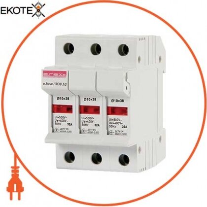 Enext i0300003 держатель предохранителя на дин-рейку e.fuse.1038.h3, под предохранитель 10х38, 3р, 32а