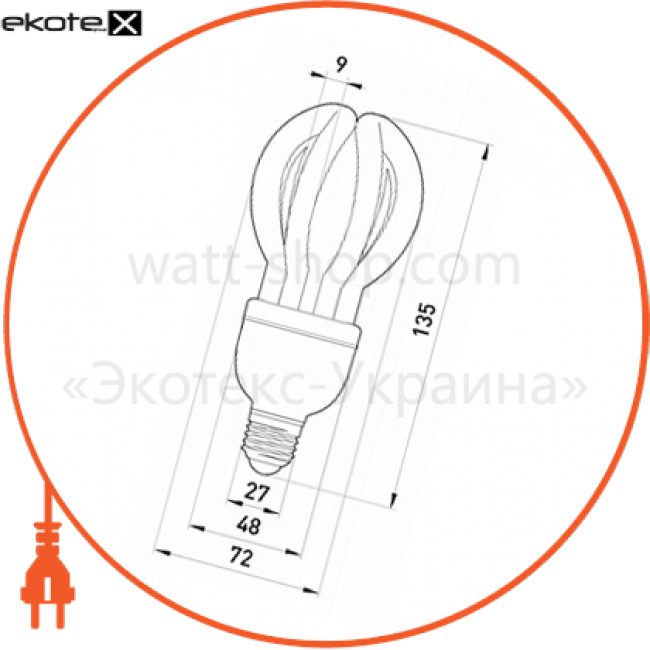 Enext l0310009 лампа энергосберегающая e.save.flower.e27.25.4200, тип flower, патрон е27, 25w, 4200 к