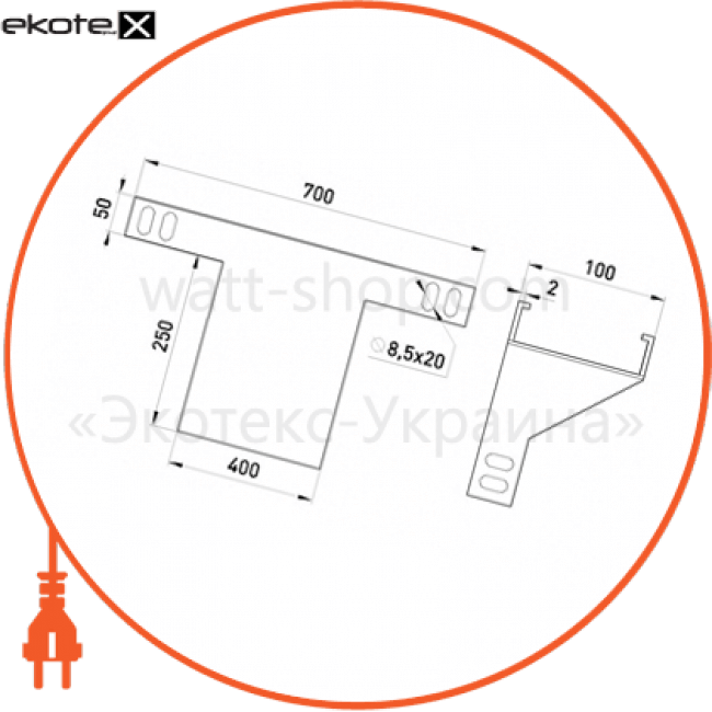 Enext AG40-5A т-отвод вертикальный с разворотом 400х50