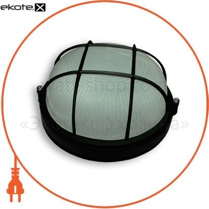 Ecostrum 69853 светильник 100w круг черный с решеткой