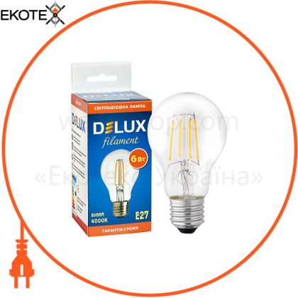 Лампа светодиодная DELUX BL 60 6 Вт 4000K 220В E27  filament