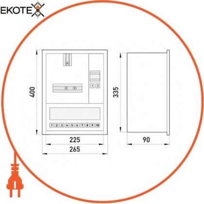 Enext s0100066 корпус e.mbox.stand.w.f1.10.z.e металлический, под 1-ф. электронный счетчик, 10 мод., встраиваемый, с замком