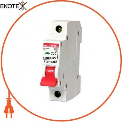 Enext s002013 модульный автоматический выключатель e.mcb.stand.45.1.c50, 1р, 50а, c, 4,5 ка