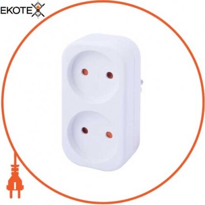 Enext s9100052 тройник бытовой e.socket.002.10.2, 2 гнезда, 2p, 10а, без заземления