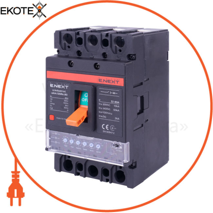 Силовой автоматический выключатель e.industrial.ukm.125Re.80 с электронным расцепителем, 3р, 80А
