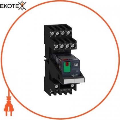 Schneider RXM4AB2P7PVM miniature plug-in relay pre-assembled, 6 a, 4 co, lockable test button, led, mixed terminal socket, 230 v ac