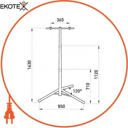 Enext l0140004 стойка металлическая для прожекторов e.halogen.base.2.150.500, (на 2 прожектора по 150 вт или 500вт), красная