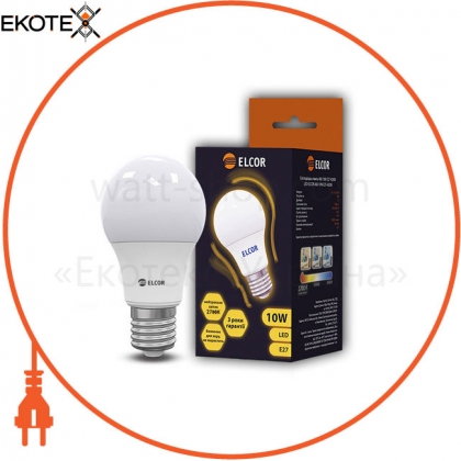 Elcor 534320 светодиодная led лампа elcor 534320 е27 а60 10вт 1030лм 2700к