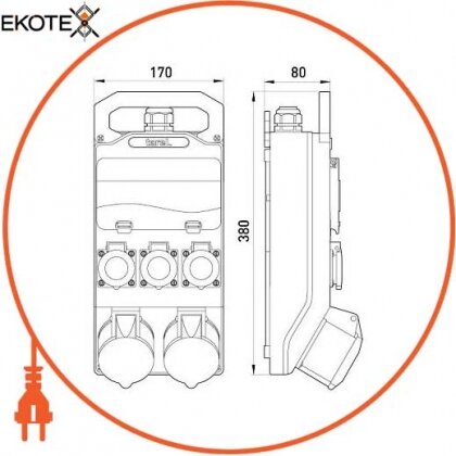 Enext 320 монтажный набор - окно 8-мод. 2x32a 3p+n+z .3x16a 2p+z