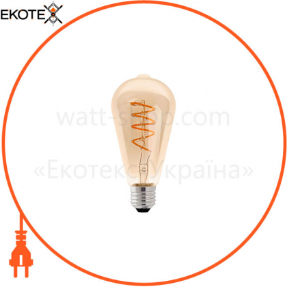 Лампа светодиодная DELUX ST64 5 Вт 2200K 220В E27 amber spiral filament