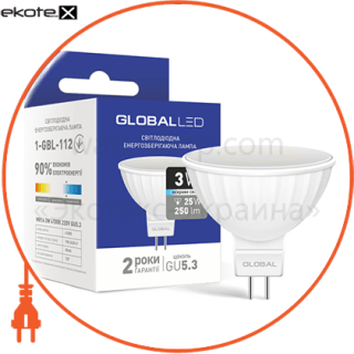 Global 1-GBL-112 лампа светодиодная mr16 3w 4100k 220v gu5.3