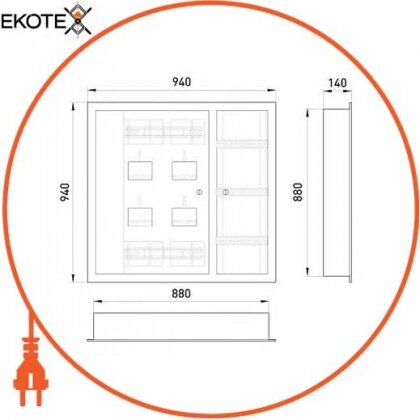 Enext ЩЭ-4ст щит этажный щэ-4ст под четыре однофазных счетчика, внутренний