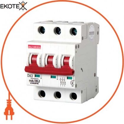 Enext i0200009 модульный автоматический выключатель e.industrial.mcb.100.3.d.63, 3р, 63а, d, 10ка