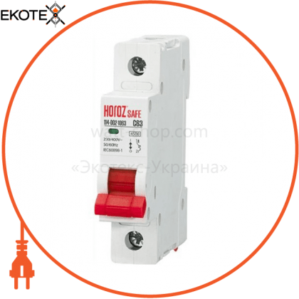 Horoz Electric 114-002-1063-010 модульный автоматический выключатель 1р 63а c 4,5ка 230v